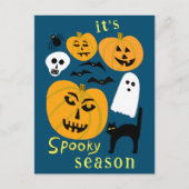 Spooky Season Pumpkins Ghost Bat HAPPY HALLOWEEN Briefkaart (Voorkant)
