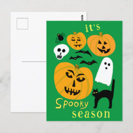 Spooky Season Pumpkins Ghost Bat HAPPY HALLOWEEN Briefkaart