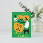 Spooky Season Pumpkins Ghost Bat HAPPY HALLOWEEN Briefkaart (Staand voorkant)