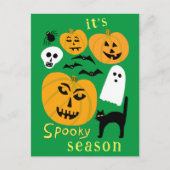 Spooky Season Pumpkins Ghost Bat HAPPY HALLOWEEN Briefkaart (Voorkant)