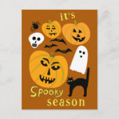 Spooky Season Pumpkins Ghost Bat HAPPY HALLOWEEN Briefkaart (Voorkant)
