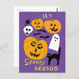 Spooky Season Pumpkins Ghost Bat HAPPY HALLOWEEN Briefkaart