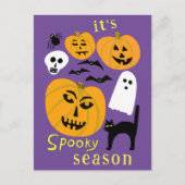 Spooky Season Pumpkins Ghost Bat HAPPY HALLOWEEN Briefkaart (Voorkant)