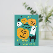 Spooky Season Pumpkins Ghost Bat HAPPY HALLOWEEN Briefkaart (Staand voorkant)