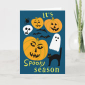 Spooky Season Pumpkins Ghost Bat HAPPY HALLOWEEN Kaart (Voorkant)