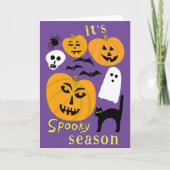 Spooky Season Pumpkins Ghost Bat HAPPY HALLOWEEN Kaart (Voorkant)