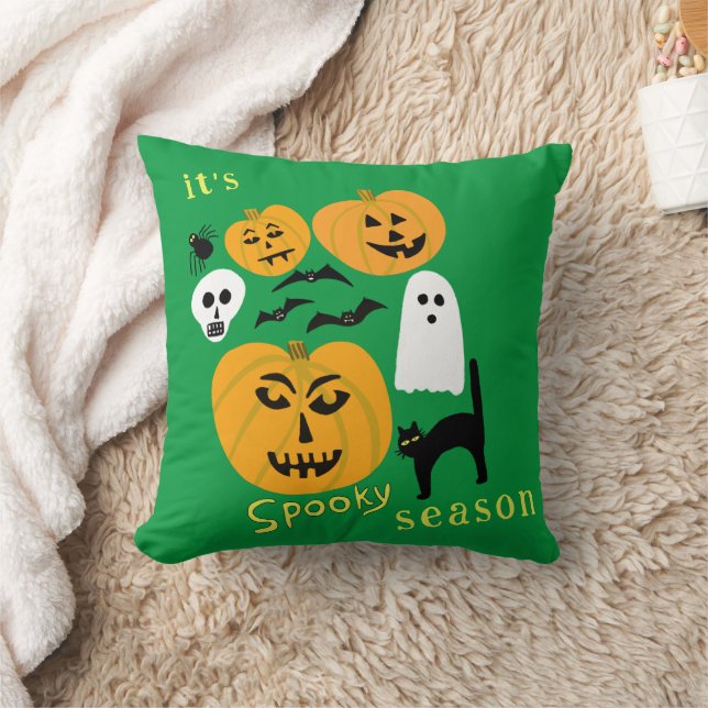 Spooky Season Pumpkins Ghost Bat HAPPY HALLOWEEN Kussen (Deken)
