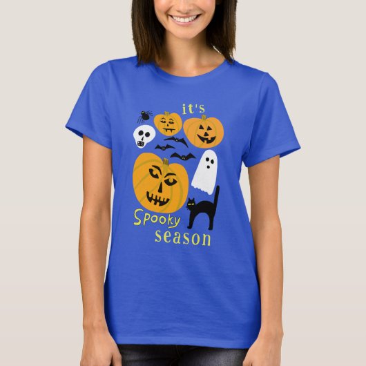 Spooky Season Pumpkins Ghost Bat HAPPY HALLOWEEN T-shirt (Voorkant)