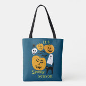 Spooky Season Pumpkins Ghost Bat HAPPY HALLOWEEN Tote Bag (Achterkant)