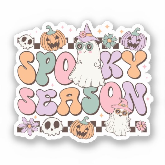 Spooky Season Retro Groovy Sticker (Voorkant)