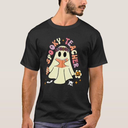 Spooky Season Retro Spooky Teacher Halloween Costu T-shirt (Voorkant)