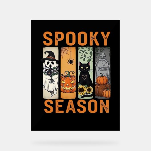 Spooky Season - Schattige Ghost, Black Cat, Pumpki Acryl Bord (Voorkant)