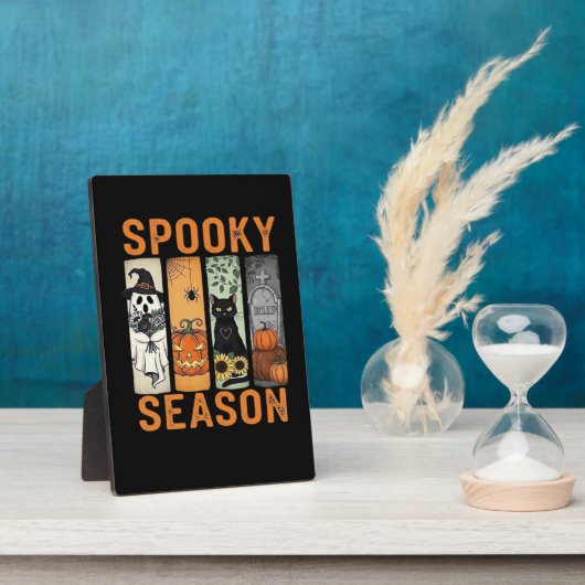 Spooky Season - Schattige Ghost, Black Cat, Pumpki Fotoplaat (Zijkant)