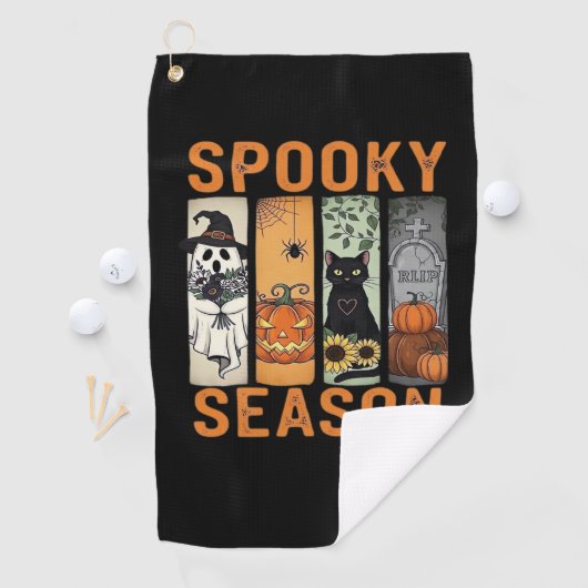 Spooky Season - Schattige Ghost, Black Cat, Pumpki Golfhanddoek (Insitu)