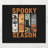 Spooky Season � Schattige Ghost, Black Cat, Pumpki Sparkling Wijnetiket (Enkel label)