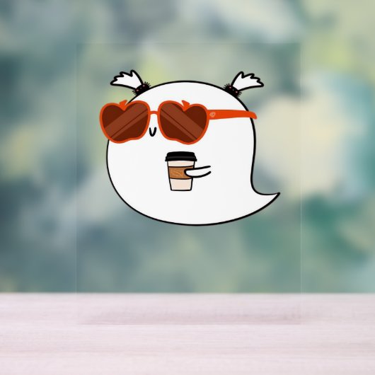 Spooky Season Schattige Ghost Classic T-shirt Acryl Bord (Neutraal)