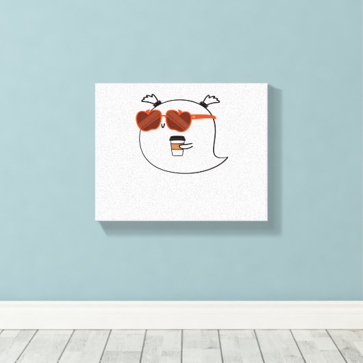 Spooky Season Schattige Ghost Classic T-shirt Canvas Afdruk (Insitu (Houten vloer))