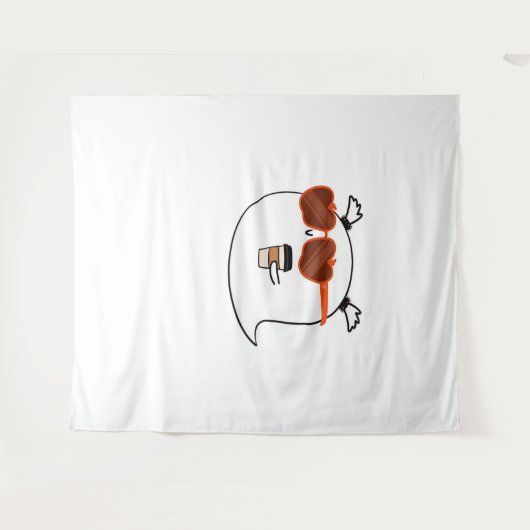 Spooky Season Schattige Ghost Classic T-shirt Wandkleed (Voorkant (horizontaal))