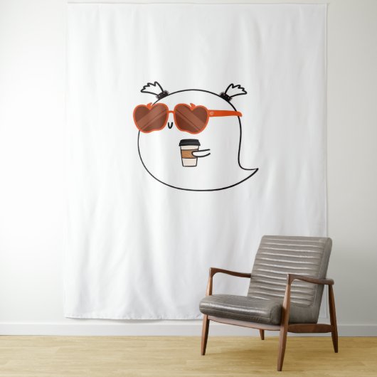 Spooky Season Schattige Ghost Classic T-shirt Wandkleed (In situ)