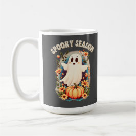 Spooky Season Schattige Ghost Floral Retro Koffiemok