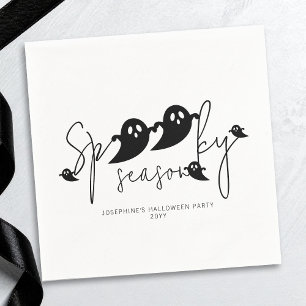 Spooky Season Simple Black Ghosts Modern Halloween Servet