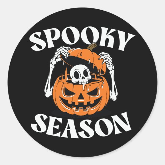 Spooky Season Skeleton Pumpkin Sticker (Voorkant)