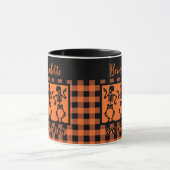Spooky Season Skeleton Trio Orange & Black Plaid  Mok (Midden)