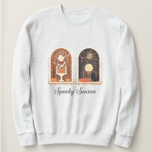 Spooky Season Sweatshirt | Cute Ghost & Pumpkin  (Design voorkant)