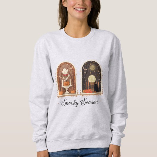 Spooky Season Sweatshirt | Cute Ghost & Pumpkin (Voorkant)