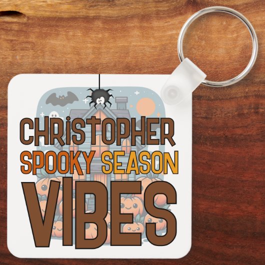 Spooky Season Vibes Halloween Pumpkins Custom Sleutelhanger (Achterkant)