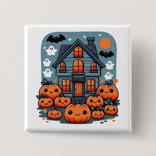 Spooky Season Vibes Halloween Pumpkins Custom Vierkante Button 5,1 Cm (Voorkant)