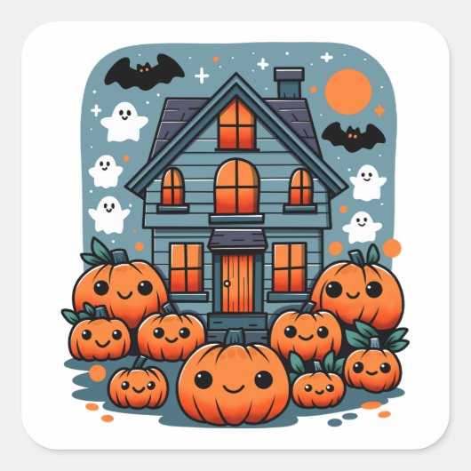 Spooky Season Vibes Halloween Pumpkins Custom Vierkante Sticker (Voorkant)