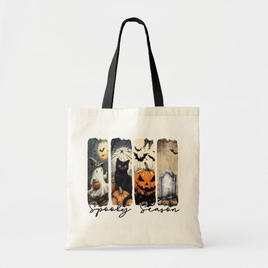 Spooky Season Vibes – Haunted Panels of Halloween Tote Bag (Voorkant)