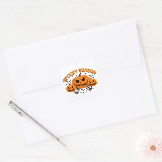 Spooky Season Vierkante Sticker (Envelop)