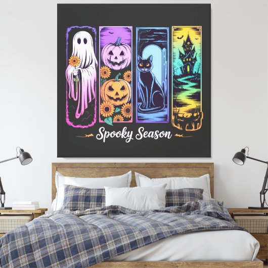 Spooky Seizoen 4 paneel Canvas Afdruk (Insitu (Slaapkamer))
