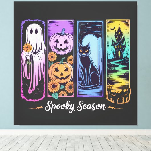 Spooky Seizoen 4 paneel Canvas Afdruk (Insitu (Houten vloer))