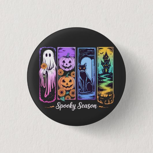 Spooky Seizoen 4 paneel Ronde Button 3,2 Cm (Voorkant)