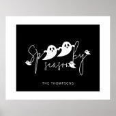 Spooky seizoen Black and White Ghosts Halloween Poster (Voorkant)