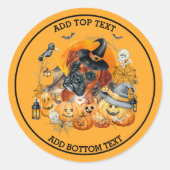 Spooky Seizoen Bokser Hond Halloween Pompoen Custo Ronde Sticker (Voorkant)