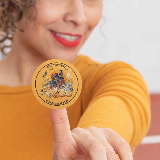 Spooky Seizoen Bokser Hond Halloween Pompoen Custo Ronde Sticker