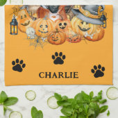 Spooky Seizoen Boxer Halloween Pompoen Custom Dog Theedoek (Gevouwen)