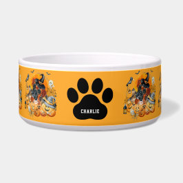 Spooky Seizoen Boxer Halloween Pompoen Custom Dog Voerbakje