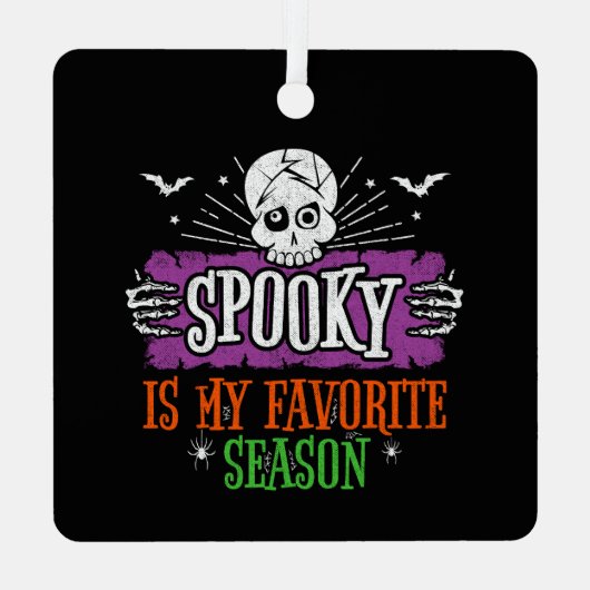 Spooky Seizoen Eng Skelet Vleermuizen Gelukkig Hal Metalen Ornament (Achterkant)