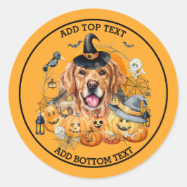 Spooky Seizoen Gouden Retriever Halloween Aangepas Ronde Sticker