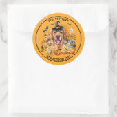 Spooky Seizoen Gouden Retriever Halloween Aangepas Ronde Sticker (Tas)