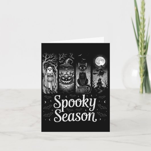 Spooky seizoen Grappig Halloween Boo Witch Cat Pum Kaart (Voorkant)