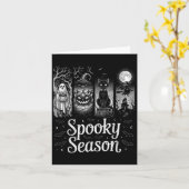Spooky seizoen Grappig Halloween Boo Witch Cat Pum Kaart (Gele Bloem)