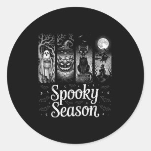 Spooky seizoen Grappig Halloween Boo Witch Cat Pum Ronde Sticker