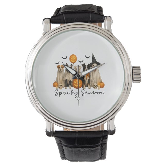 Spooky seizoen Halloween Dog Horloge (Voorkant)