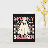 Spooky Seizoen Halloween Ghost Kostuum Retro Groov Kaart (Gele Bloem)